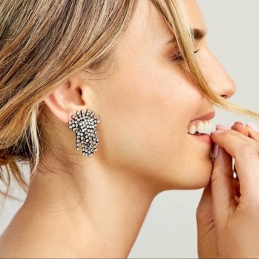 Stella & Dot | Crystal + Silver Starburst Clip-on Earrings Retired